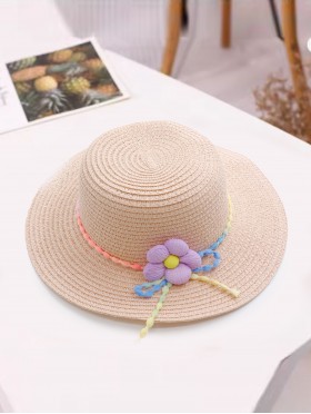 Kid's Crochet Mini Sunhat W/ Flower